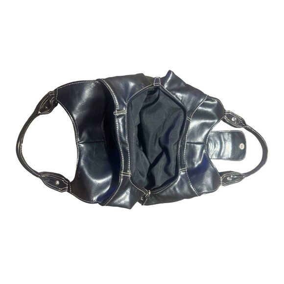 Black & Silver Studded Alt Goth Y2K Western Cowgirl Punk Faux Leather Hobo Bag - Picture 3 of 7
